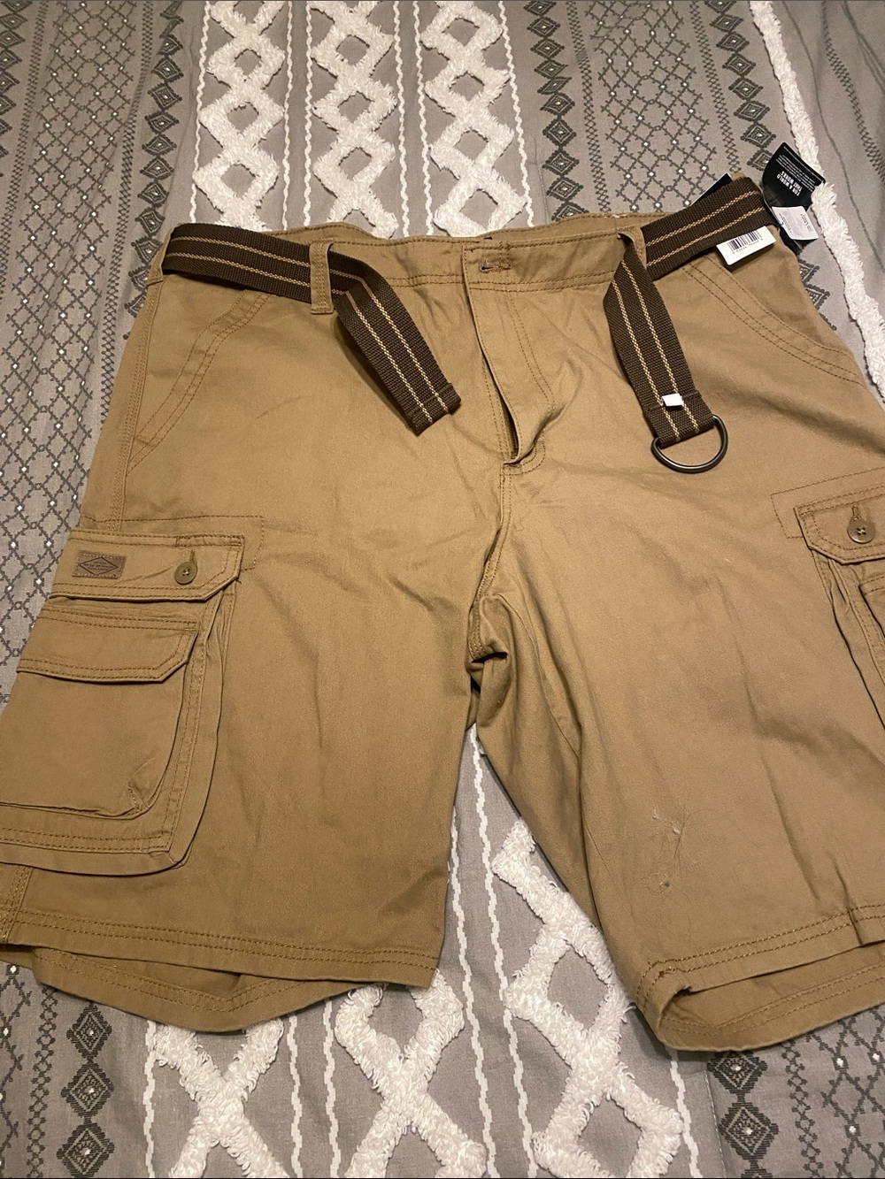 Lee Men's Tan Cargo Shorts with Web Belt